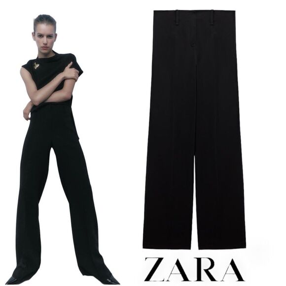 ZARA | Black | PANTS WITH TOPSTITCHING - Picture 1 of 11
